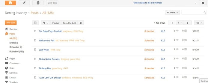 Screenshot of Blogger interface Screenshot of Blogger interface