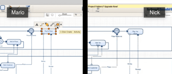 Screenshot of collaboration on a Creately diagram