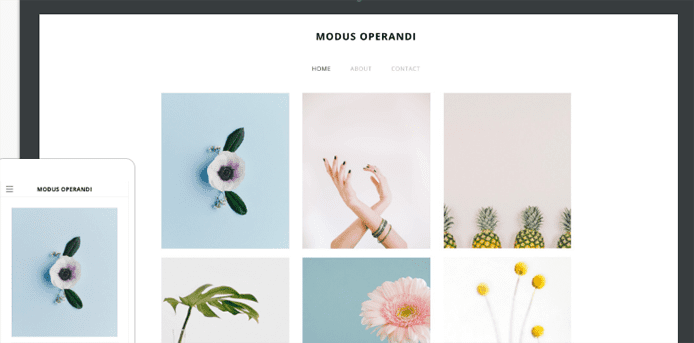 Screenshot van Weebly ' s Cento-thema's Cento theme
