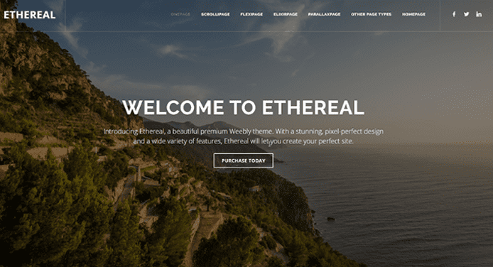 Screenshot van het Ethereal-thema voor Weebly