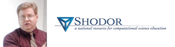Collage of Robert Panoff's headshot and Shodor logo