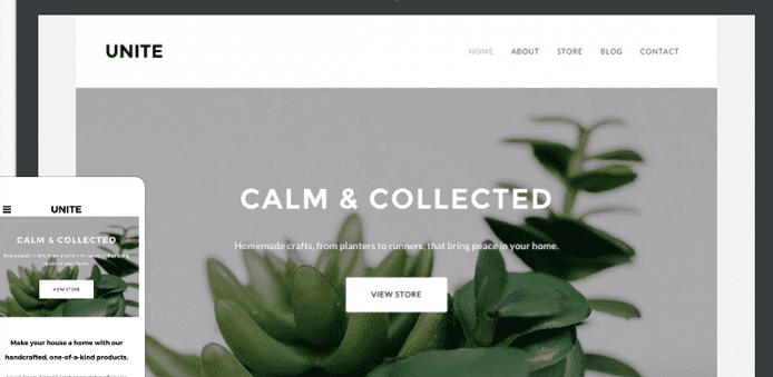 Screenshot van Weebly 's Unite theme's Unite theme