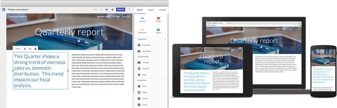 Screenshot and mockups of Google Sites Screenshot and mockups of Google Sites