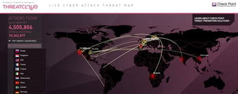 Screenshot of ThreatCloud map of attacks