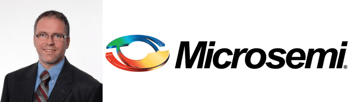 Collage of Juergen Frick's headshot and Microsemi logo