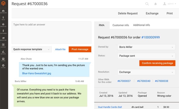 Screenshot of Magento interface Screenshot of Magento interface