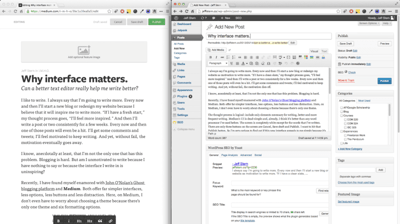 Screenshots of Medium and WordPress interfaces Screenshots of Medium and WordPress interfaces