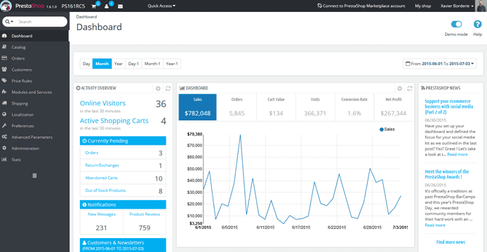 Screenshot of PrestaShop interface Screenshot of PrestaShop interface