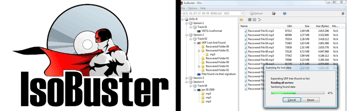 Collage of the IsoBuster logo and screenshot of the IsoBuster UI
