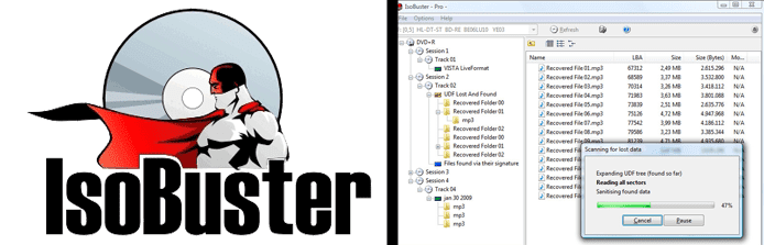 Collage of the IsoBuster logo and screenshot of the IsoBuster UI Collage of the IsoBuster logo and screenshot of the IsoBuster UI