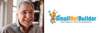 Collage of Tim Higgins's headshot and SmallNetBuilder logo