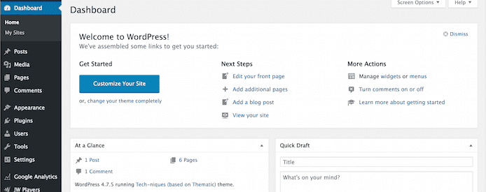 Screenshot of WordPress dashboard Screenshot of WordPress dashboard