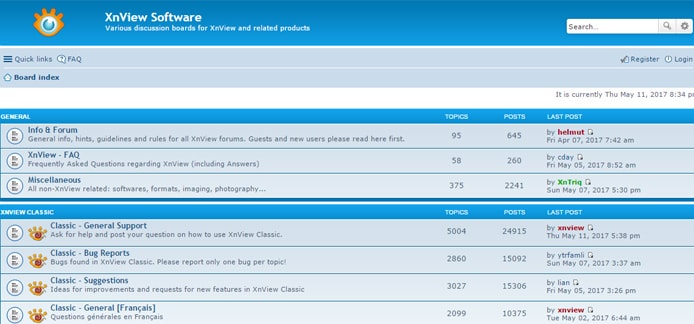 Screenshot of XnView forums Screenshot of XnView forums