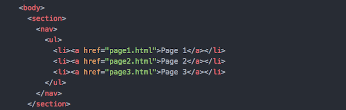 Screenshot of main navigation in HTML Screenshot of main navigation in HTML