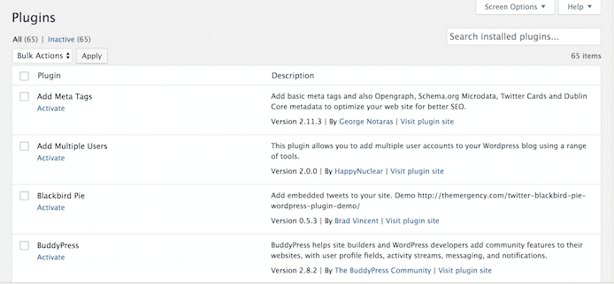 Screenshot of WordPress plugins Screenshot of WordPress plugins