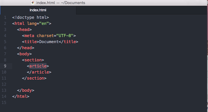 Screenshot of HTML page in text editor Screenshot of HTML page in text editor
