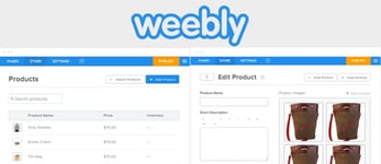 Weebly logo and screenshots
