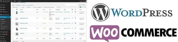 WordPress and WooCommerce logos with screenshot of interface