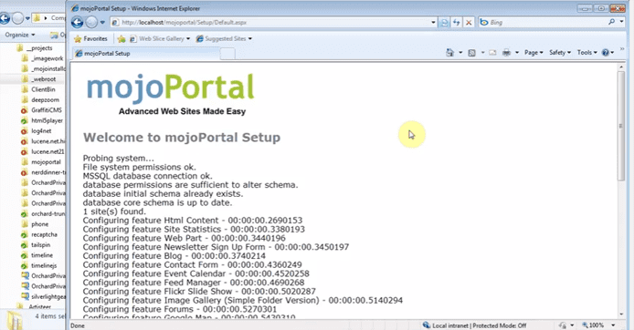 Screenshot of the mojoPortal interface Screenshot of the mojoPortal interface