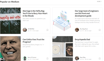 Screenshot of Medium's homepage