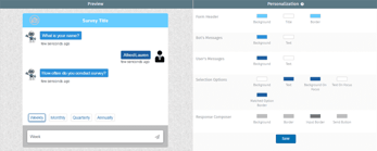 Screenshot of the design tab in the Conversation Forms UI