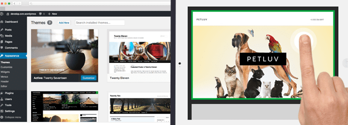 Screenshots of WordPress and GoCentral themes Screenshots of WordPress and GoCentral themes