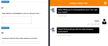 Screenshot of Conversational Forms backend and customer-facing form Screenshot of Conversational Forms backend and customer-facing form