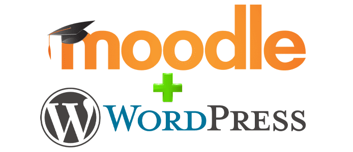 Collage of Moodle and WordPress logos Collage of Moodle and WordPress logos