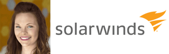Head shot of Destiny Bertucci and SolarWinds logo