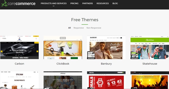 Screenshot of CoreCommerce website Screenshot of CoreCommerce website