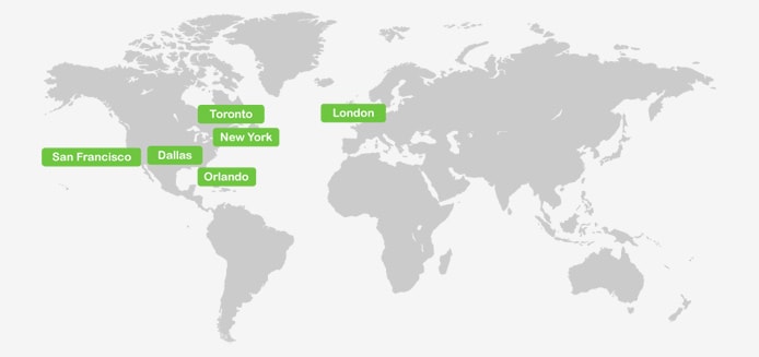 Map of Atlantic.Net datacenter locations Map of Atlantic.Net datacenter locations