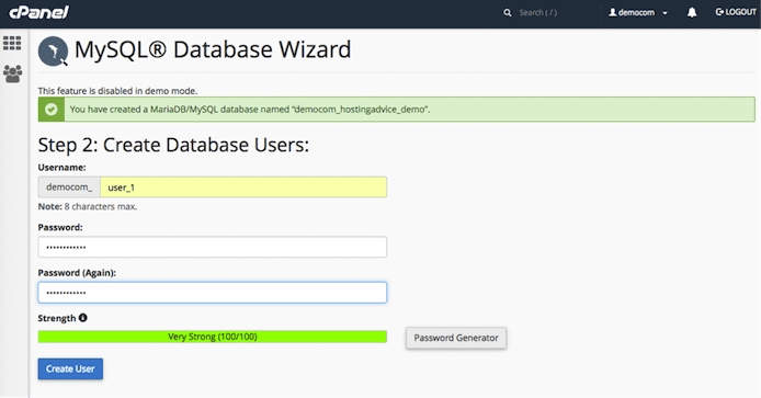 MySQL Database Wizard Screenshot