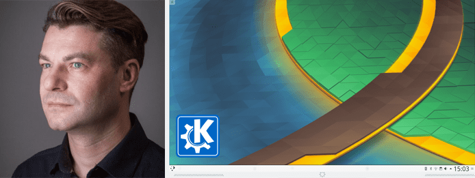 Collage of Sebastian Kügler's headshot and the Plasma work environment Collage of Sebastian Kügler's headshot and the Plasma work environment