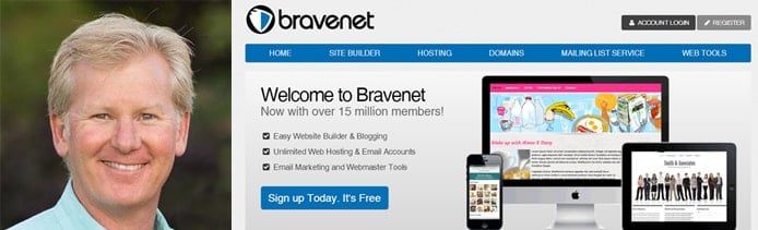 Photo of Bravenet Founder and CEO Dave Shworan with screenshot of website Photo of Bravenet Founder and CEO Dave Shworan with screenshot of website