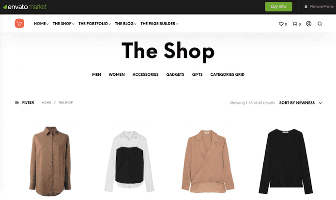 Capture d'écran du thème ShopKeeper