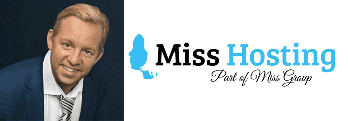 Mattias Kaneteg's headshot and the Miss Hosting logo