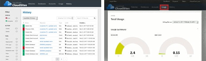 Screenshots of Liquid Web Cloud Sites dashboard Screenshots of Liquid Web Cloud Sites dashboard