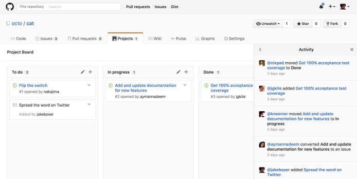 Screenshot of GitHub Enterprise project board Screenshot of GitHub Enterprise project board