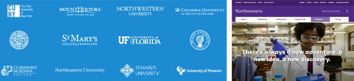University logos with screenshot of Northwestern University's website University logos with screenshot of Northwestern University's website