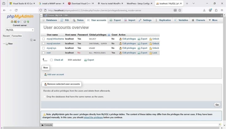 WordPress installation screen for connecting a site to a MySQL database on Windows Server WordPress installation screen for connecting a site to a MySQL database on Windows Server