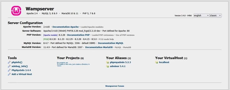 WampServer localhost page on Windows Server used to set up WordPress on AccuWeb VPS WampServer localhost page on Windows Server used to set up WordPress on AccuWeb VPS