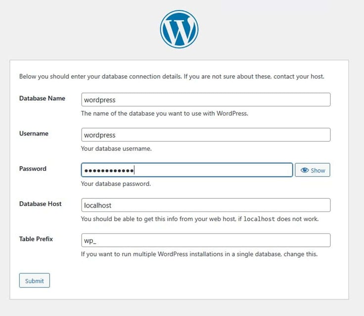 WordPress site details setup screen on AccuWeb Hosting Windows VPS WordPress site details setup screen on AccuWeb Hosting Windows VPS