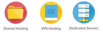 Graphic depicting RoseHosting's shared, VPS, and dedicated server hosting options