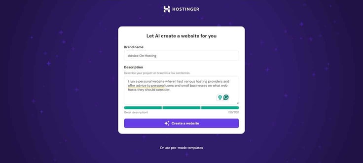 Hostinger AI web builder