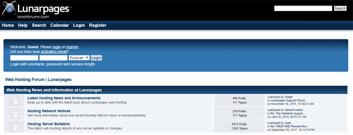 Screenshot of the Lunarpages forum Screenshot of the Lunarpages forum