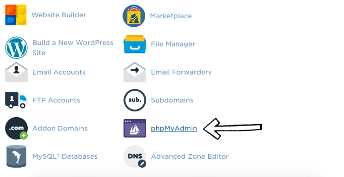 cPanel phpMyAdmin Screenshot cPanel phpMyAdmin Screenshot