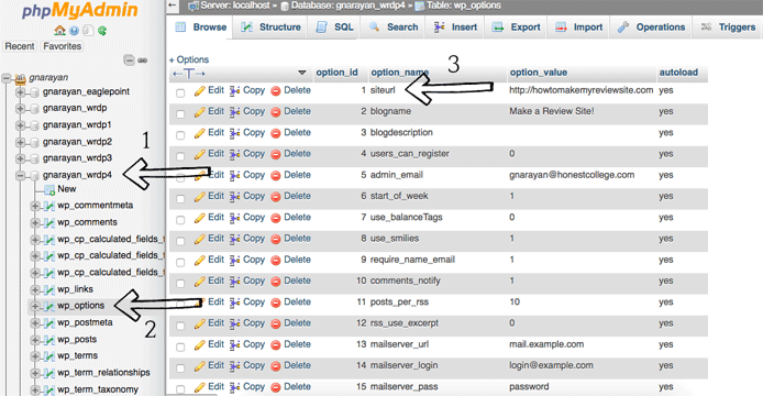 Screenshot of changing siteurl Screenshot of changing siteurl