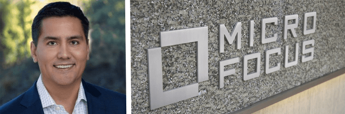 Chris Hsu's headshot and the Micro Focus logo Chris Hsu's headshot and the Micro Focus logo