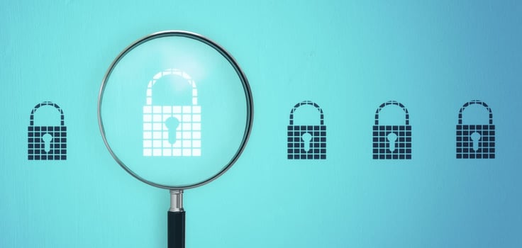 magnifying glass on padlock