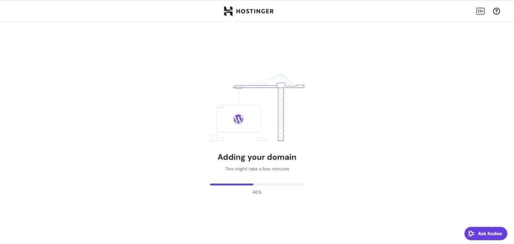Adding your domain screen